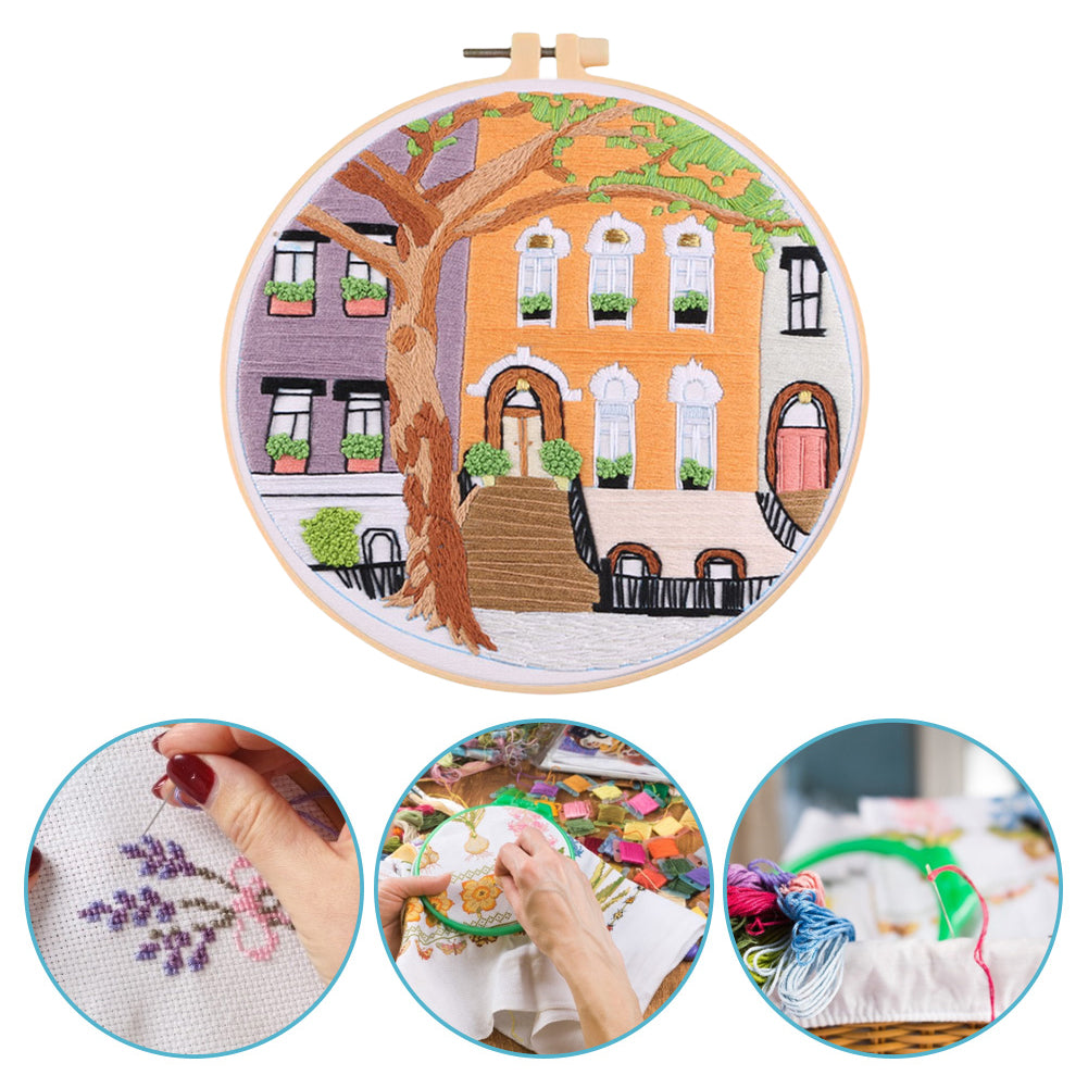Cool Summer - DIY Embroidery Cross Stitch Kit with Pattern Cotton Threads Needles Hoop 35x35CM/13.78x13.78in