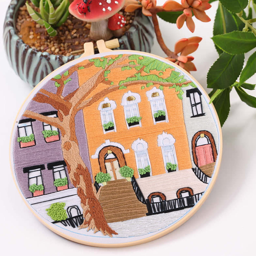 Cool Summer - DIY Embroidery Cross Stitch Kit with Pattern Cotton Threads Needles Hoop 35x35CM/13.78x13.78in
