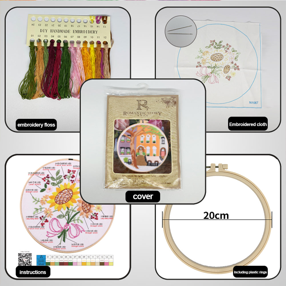 Cool Summer - DIY Embroidery Cross Stitch Kit with Pattern Cotton Threads Needles Hoop 35x35CM/13.78x13.78in