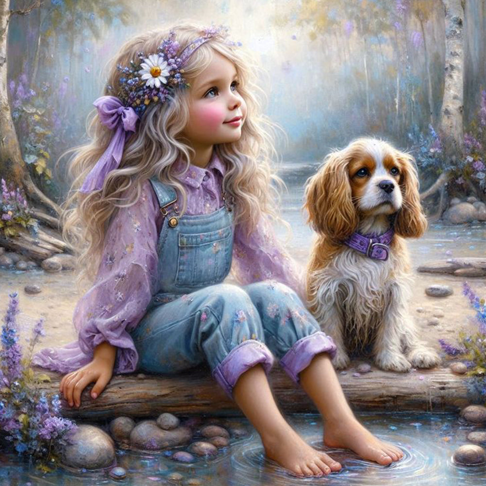 Cute Girl 30*30CM(Canvas) Full Round Drill Diamond Painting
