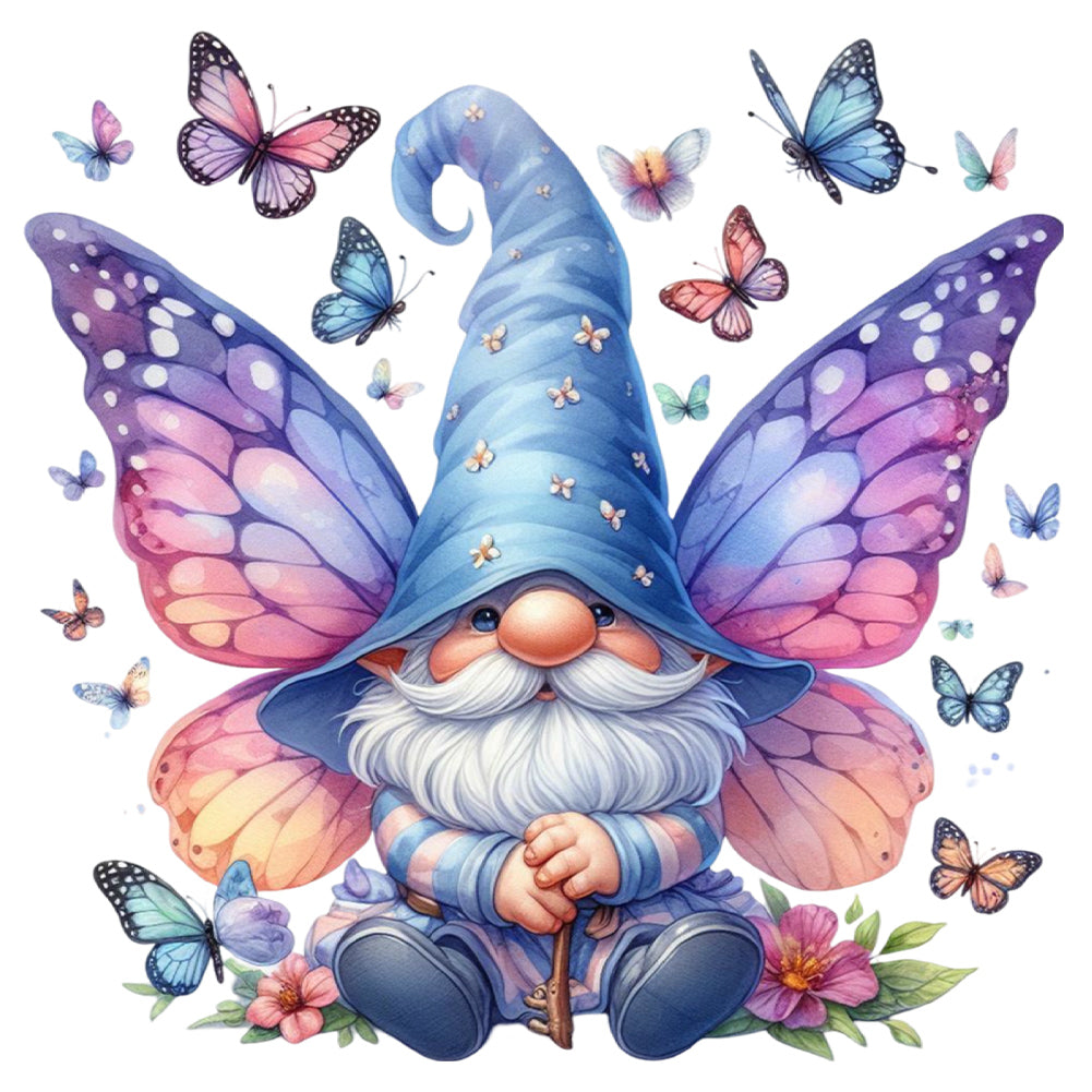 Gnome And Butterfly 30*30CM(Canvas) Full Round Drill Diamond Painting