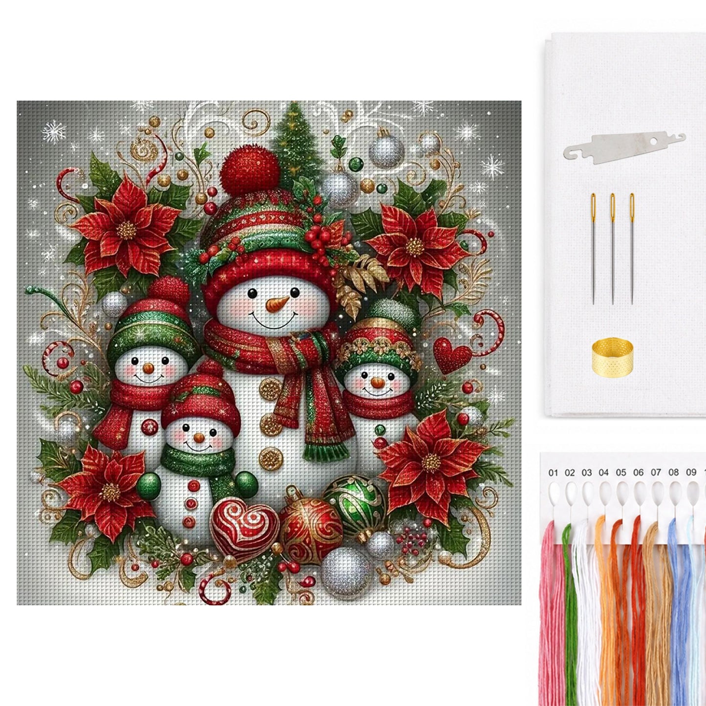 Snowman - Full 11CT Counted Cross Stitch 45x45CM - Yishu