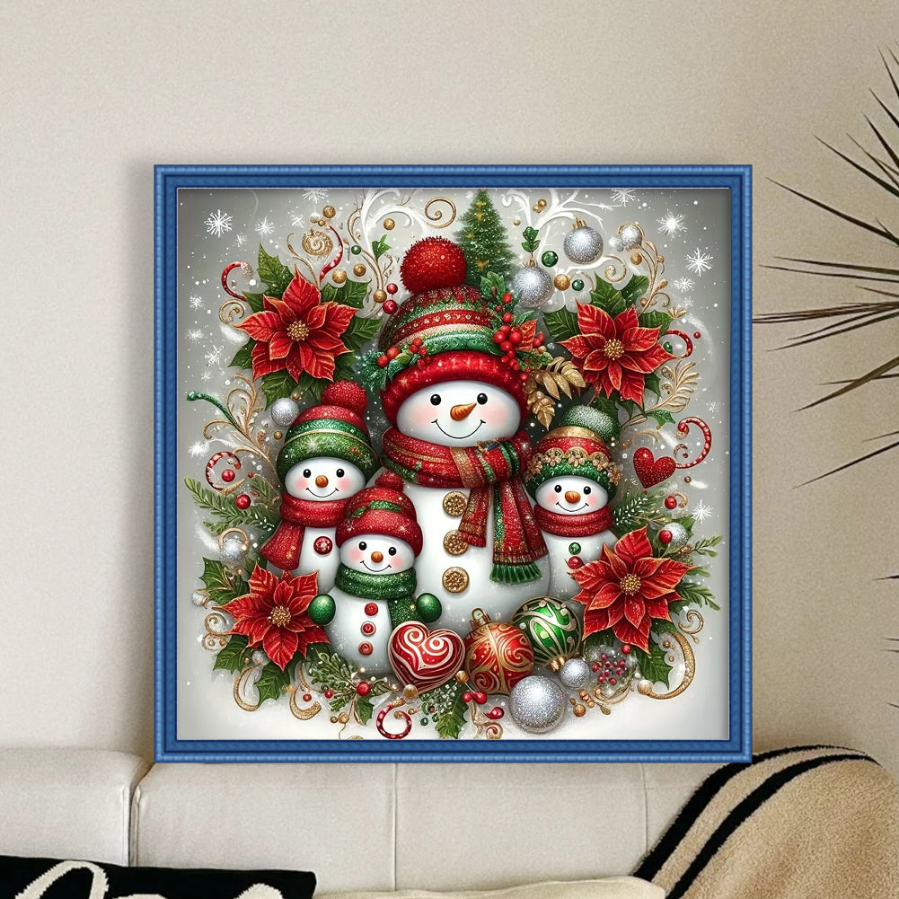 Snowman - Full 11CT Counted Cross Stitch 45x45CM - Yishu