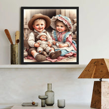 Load image into Gallery viewer, Boy And Girl With Dolls 40*40CM(Canvas) Full Round Drill Diamond Painting
