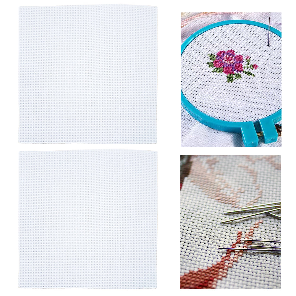 2PCS 11 Count Aida Cloth Cotton Cross Stitch Cloth Multi-Function for Embroidery