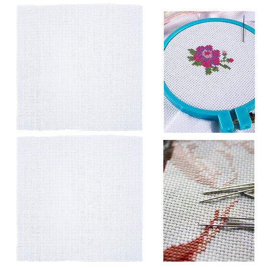 2PCS 11 Count Aida Cloth Cotton Cross Stitch Cloth Multi-Function for Embroidery