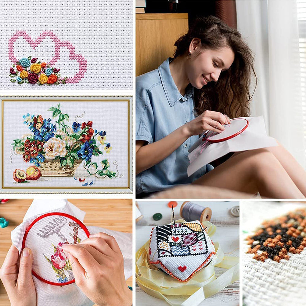 2PCS 11 Count Aida Cloth Cotton Cross Stitch Cloth Multi-Function for Embroidery
