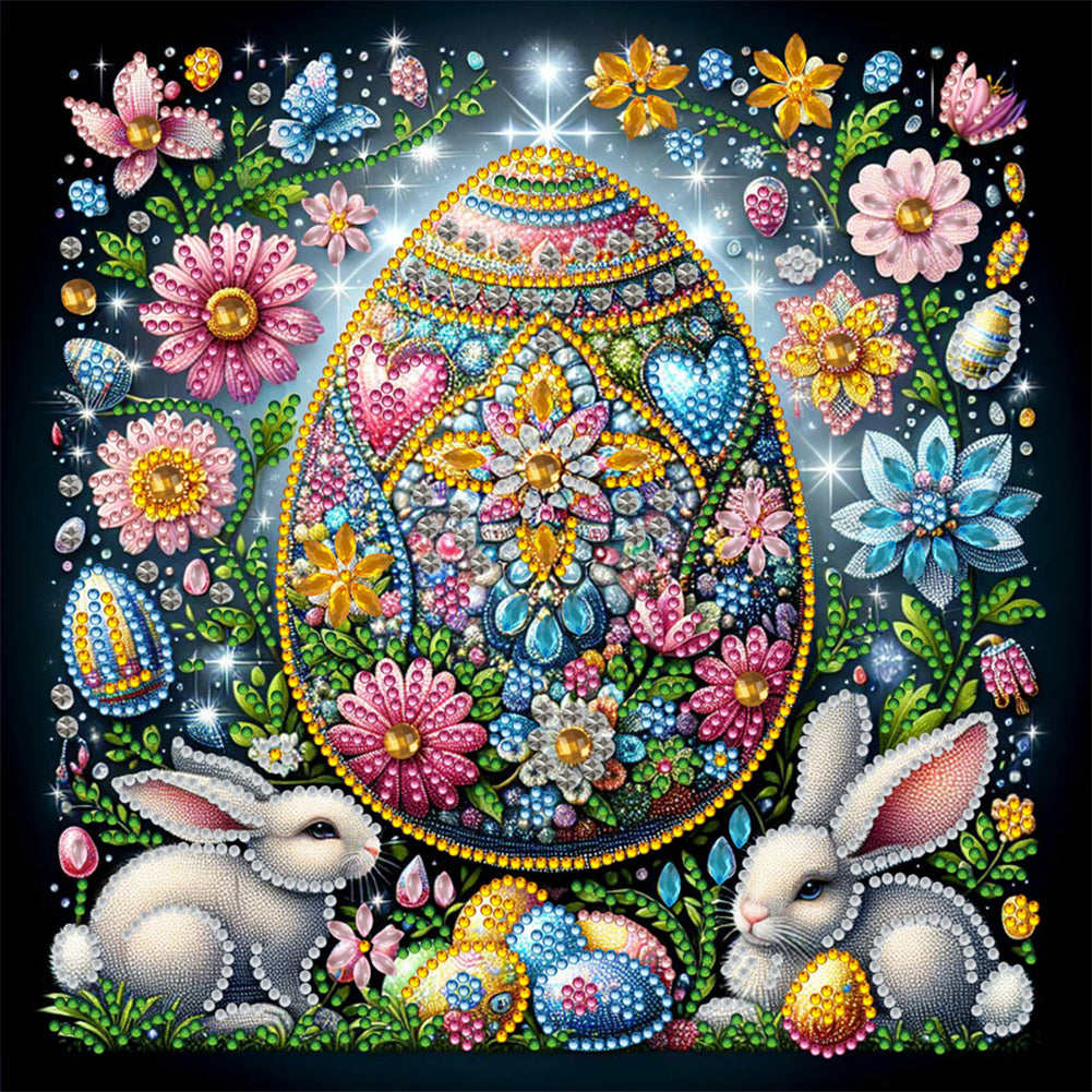Easter Bunny With Eggs 30*30CM(Canvas) Partial Special Shaped Drill Diamond Painting