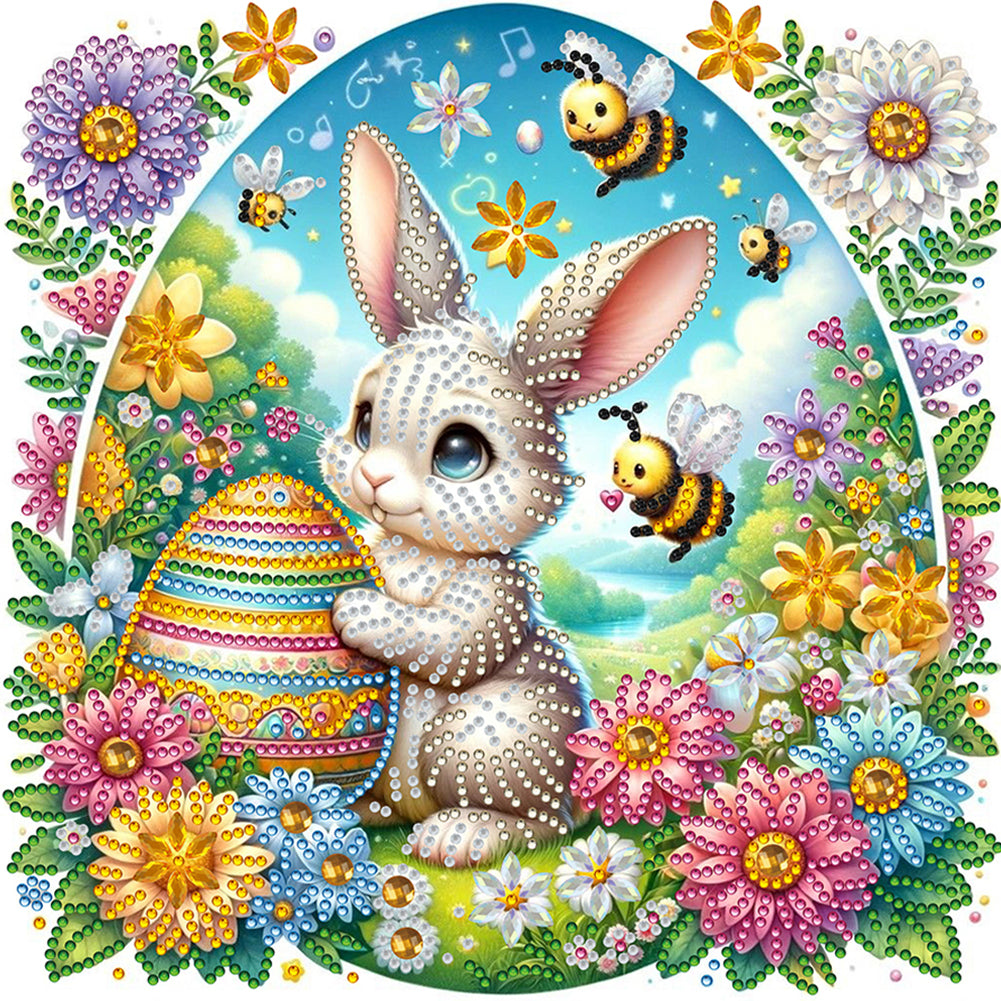 Easter Bee And Egg Bunny 30*30CM(Canvas) Partial Special Shaped Drill Diamond Painting