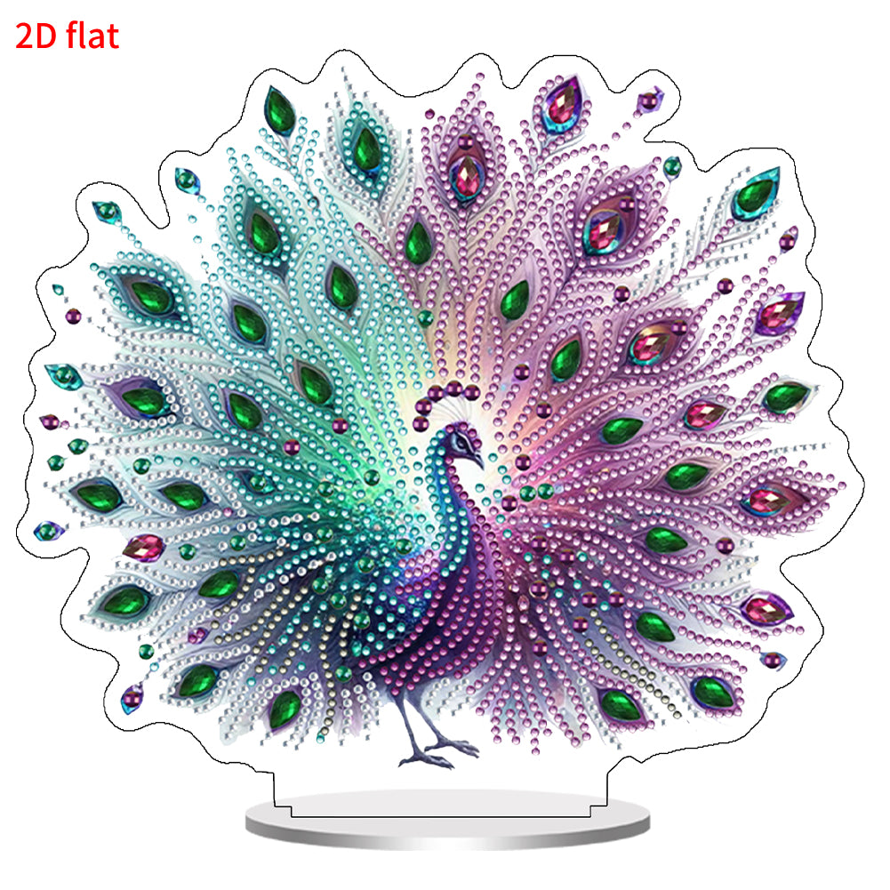 Acrylic 2D Flat Peacock DIY Diamond Painting Desktop Ornaments Kit for Decor