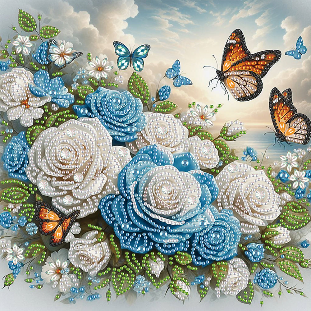 Flowers 30*30CM(Canvas) Partial Special Shaped Drill Diamond Painting