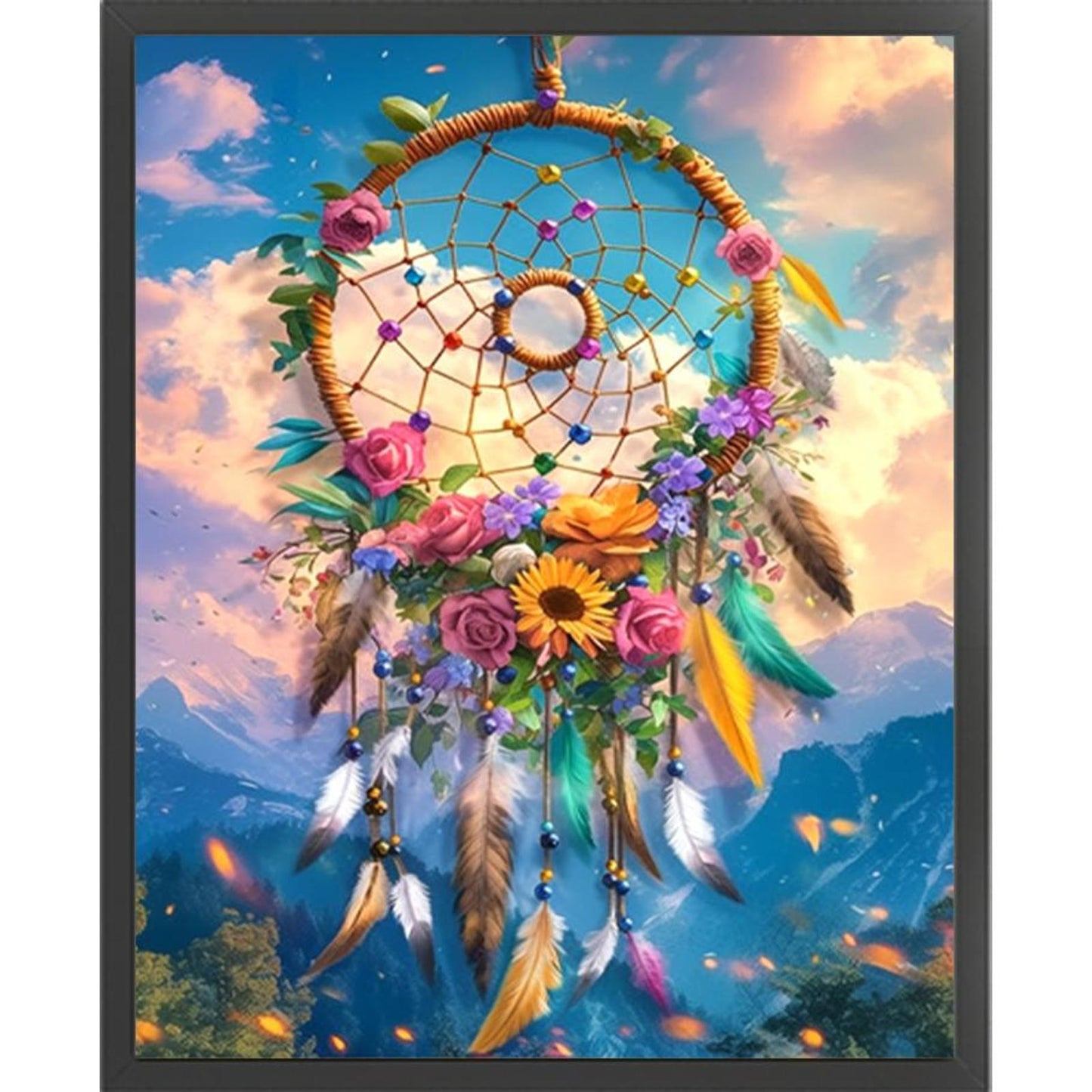 Dreamcatcher And Flowers - Full 11CT Stamped Cross Stitch 40x50CM - Band(27Colors）