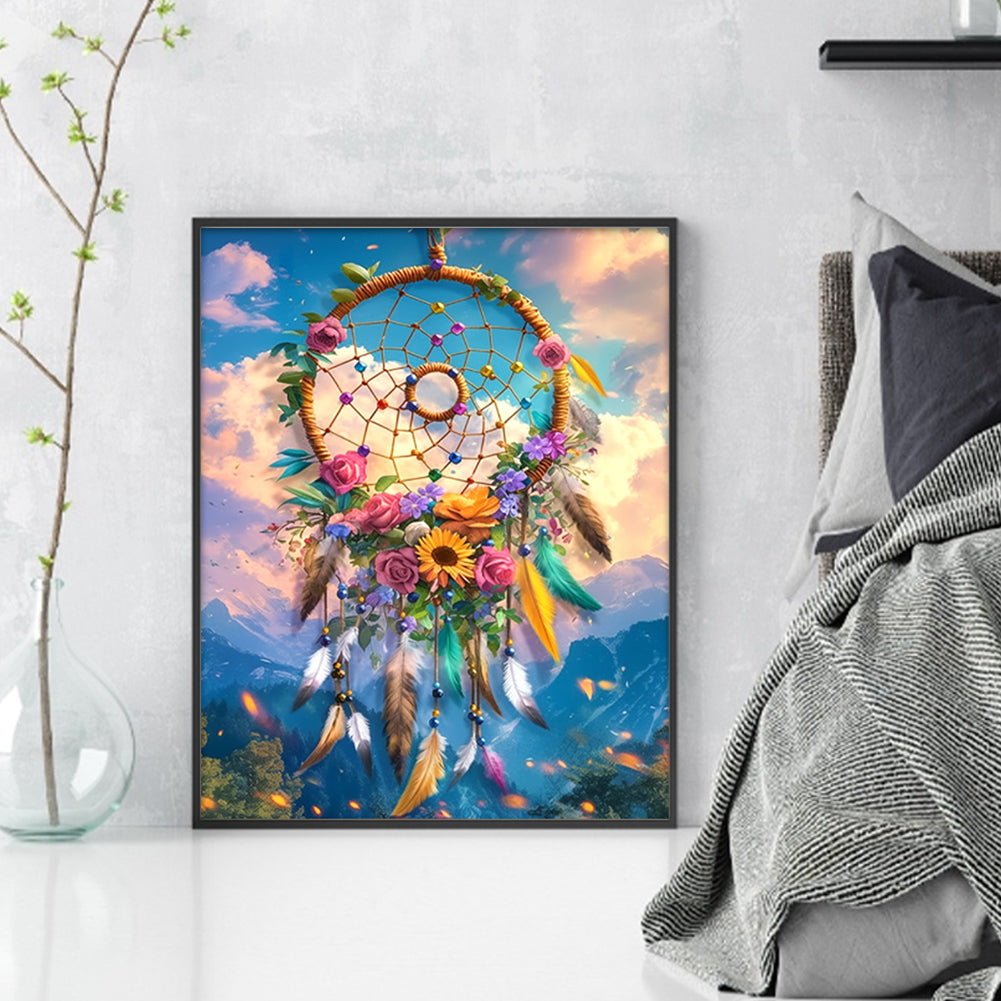 Dreamcatcher And Flowers - Full 11CT Stamped Cross Stitch 40x50CM - Band(27Colors）