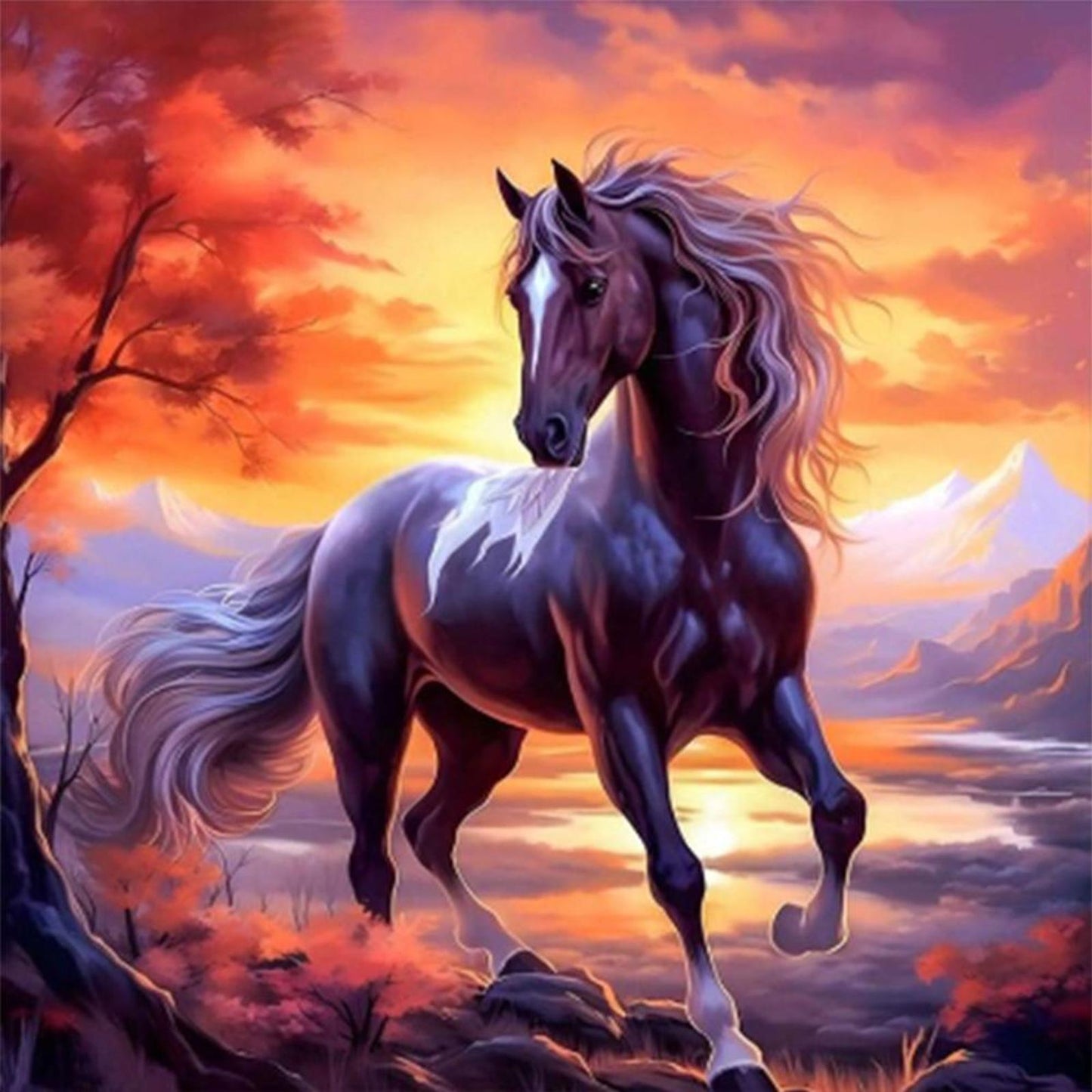Running Horse - Full 11CT Stamped Cross Stitch 40x40CM - Yishu