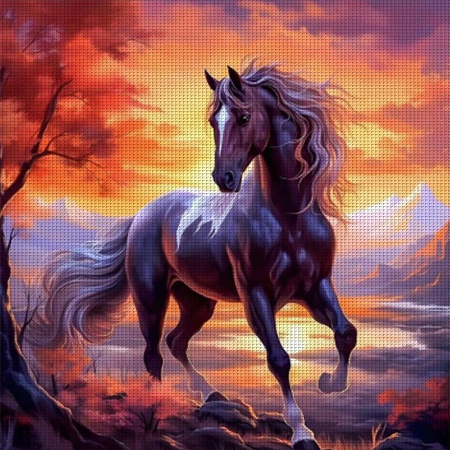 Running Horse - Full 11CT Stamped Cross Stitch 40x40CM - Yishu
