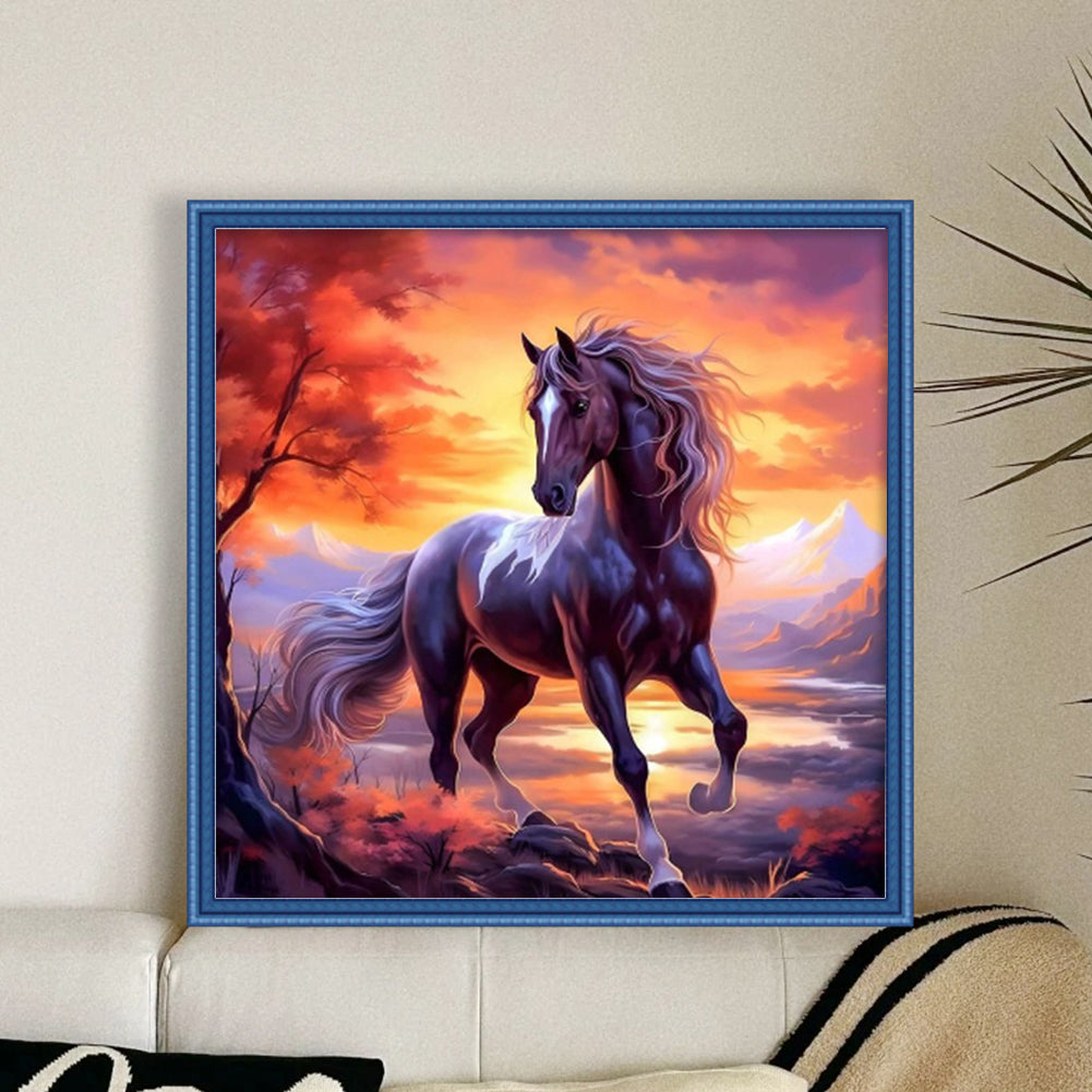 Running Horse - Full 11CT Stamped Cross Stitch 40x40CM - Yishu