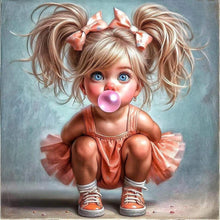 Load image into Gallery viewer, Cute Big-Eyed Girl 40*40CM(Canvas) Full Round Drill Diamond Painting
