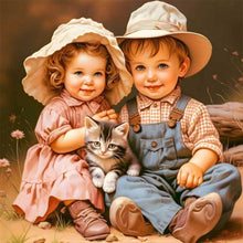 Load image into Gallery viewer, Childhood Sweethearts 40*40CM(Canvas) Full Round Drill Diamond Painting
