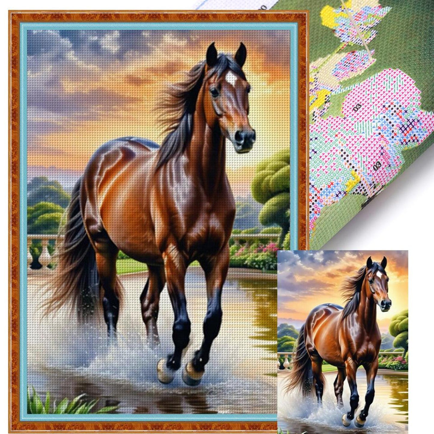 Horse - Full 11CT Stamped Cross Stitch 35x50CM - Yishu