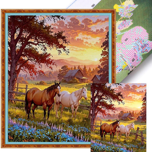 Horse - Full 11CT Stamped Cross Stitch 40x50CM - Yishu