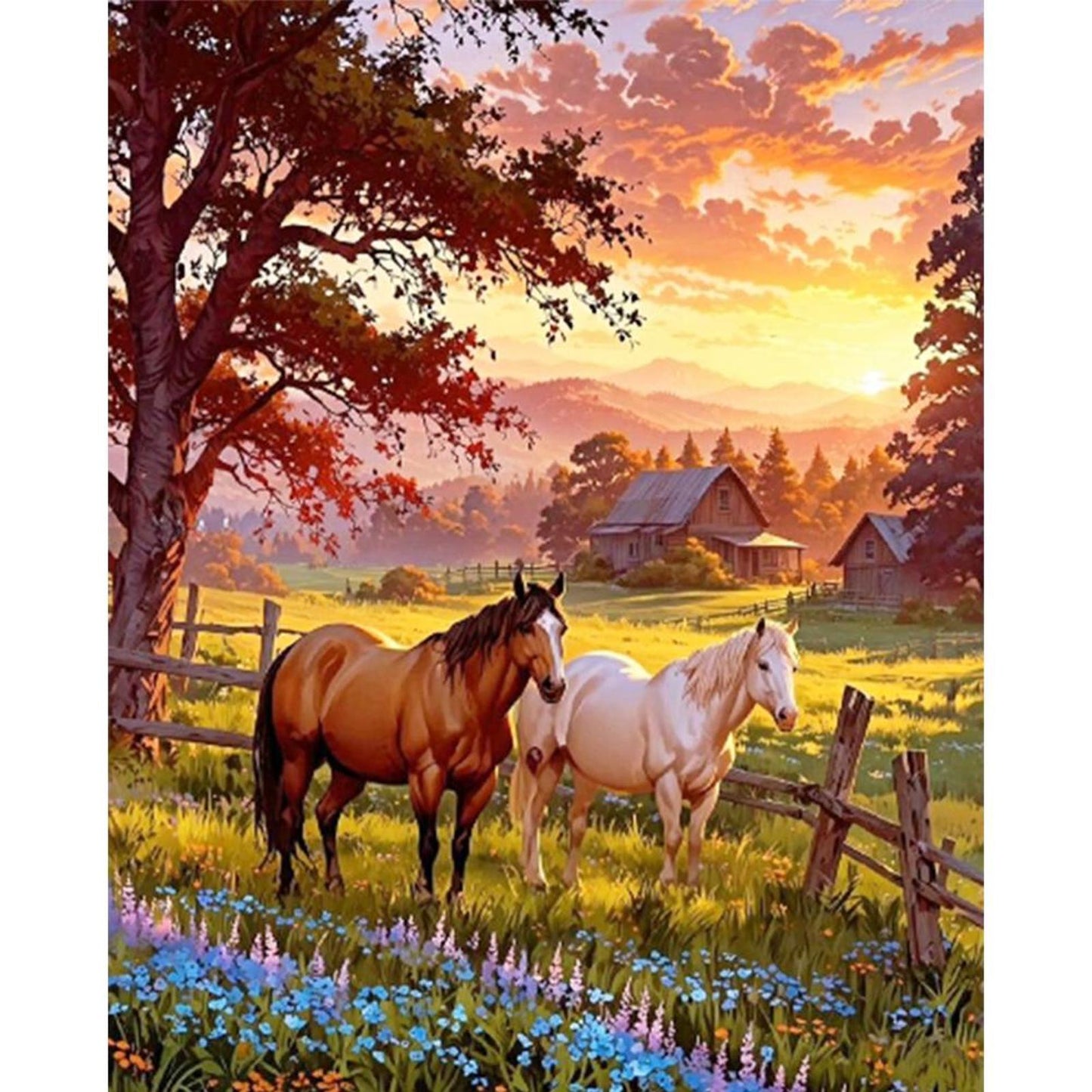 Horse - Full 11CT Stamped Cross Stitch 40x50CM - Yishu