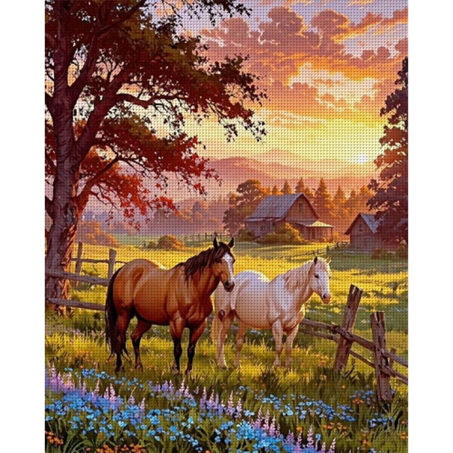 Horse - Full 11CT Stamped Cross Stitch 40x50CM - Yishu