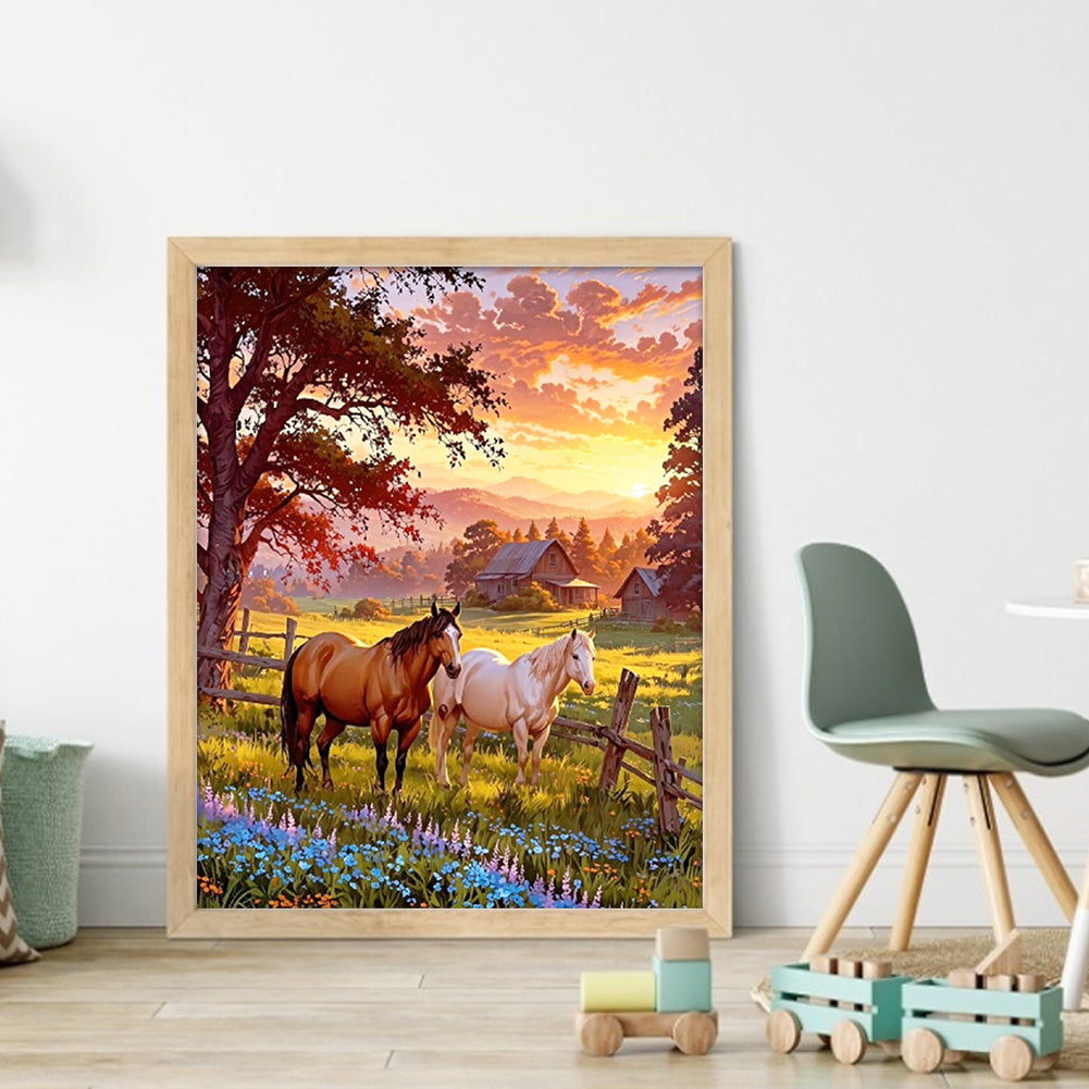 Horse - Full 11CT Stamped Cross Stitch 40x50CM - Yishu