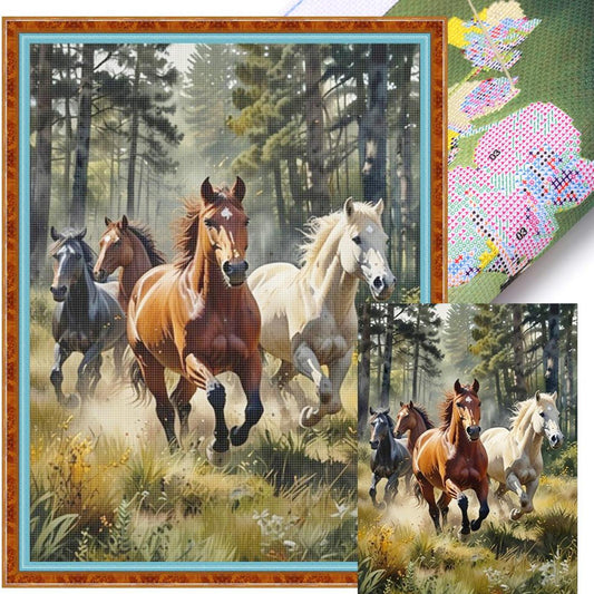 Horse - Full 11CT Stamped Cross Stitch 40x55CM - Yishu