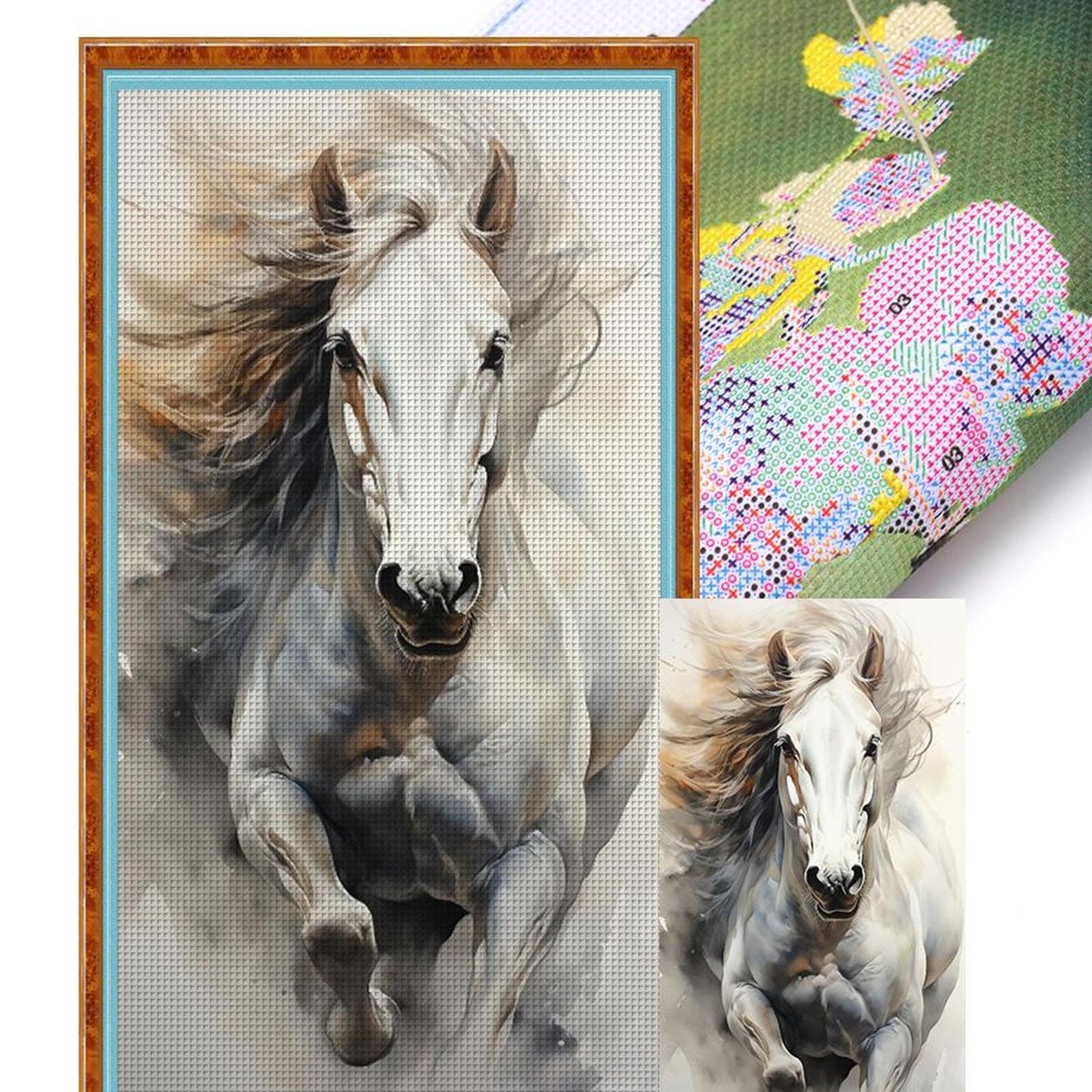 Horse - Full 11CT Stamped Cross Stitch 40x70CM - Yishu