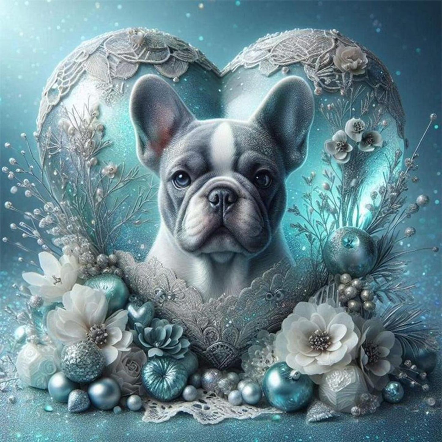 French Bulldog With Love Pattern-Dog - Full 11CT Stamped Cross Stitch 45x45CM - Huacan