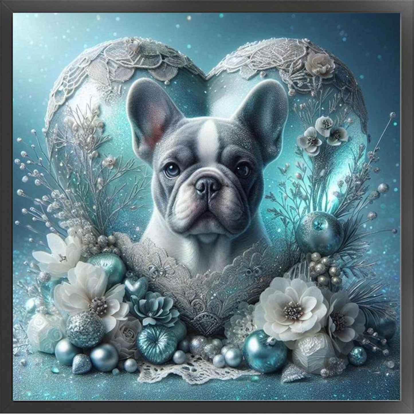 French Bulldog With Love Pattern-Dog - Full 11CT Stamped Cross Stitch 45x45CM - Huacan