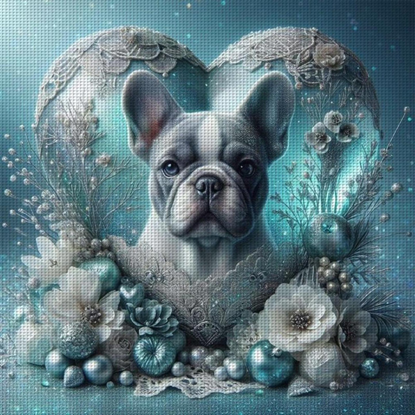 French Bulldog With Love Pattern-Dog - Full 11CT Stamped Cross Stitch 45x45CM - Huacan