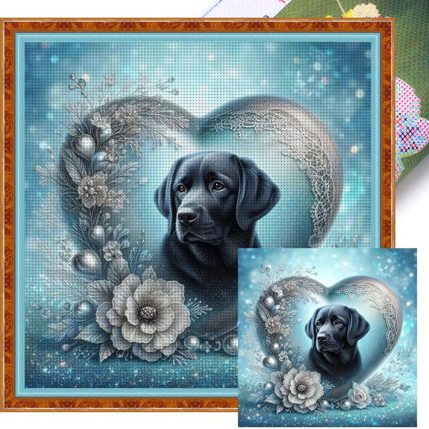 Labrador With Love Pattern-Dog - Full 11CT Stamped Cross Stitch 45x45CM - Huacan