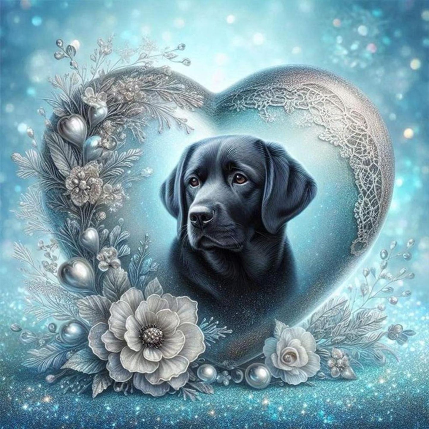 Labrador With Love Pattern-Dog - Full 11CT Stamped Cross Stitch 45x45CM - Huacan