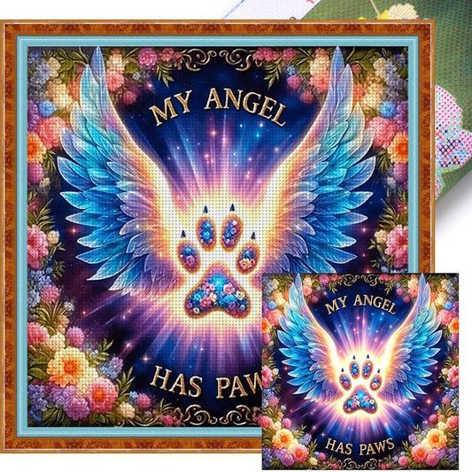 Wings And Paw Print - Full 11CT Stamped Cross Stitch 45x45CM - Huacan