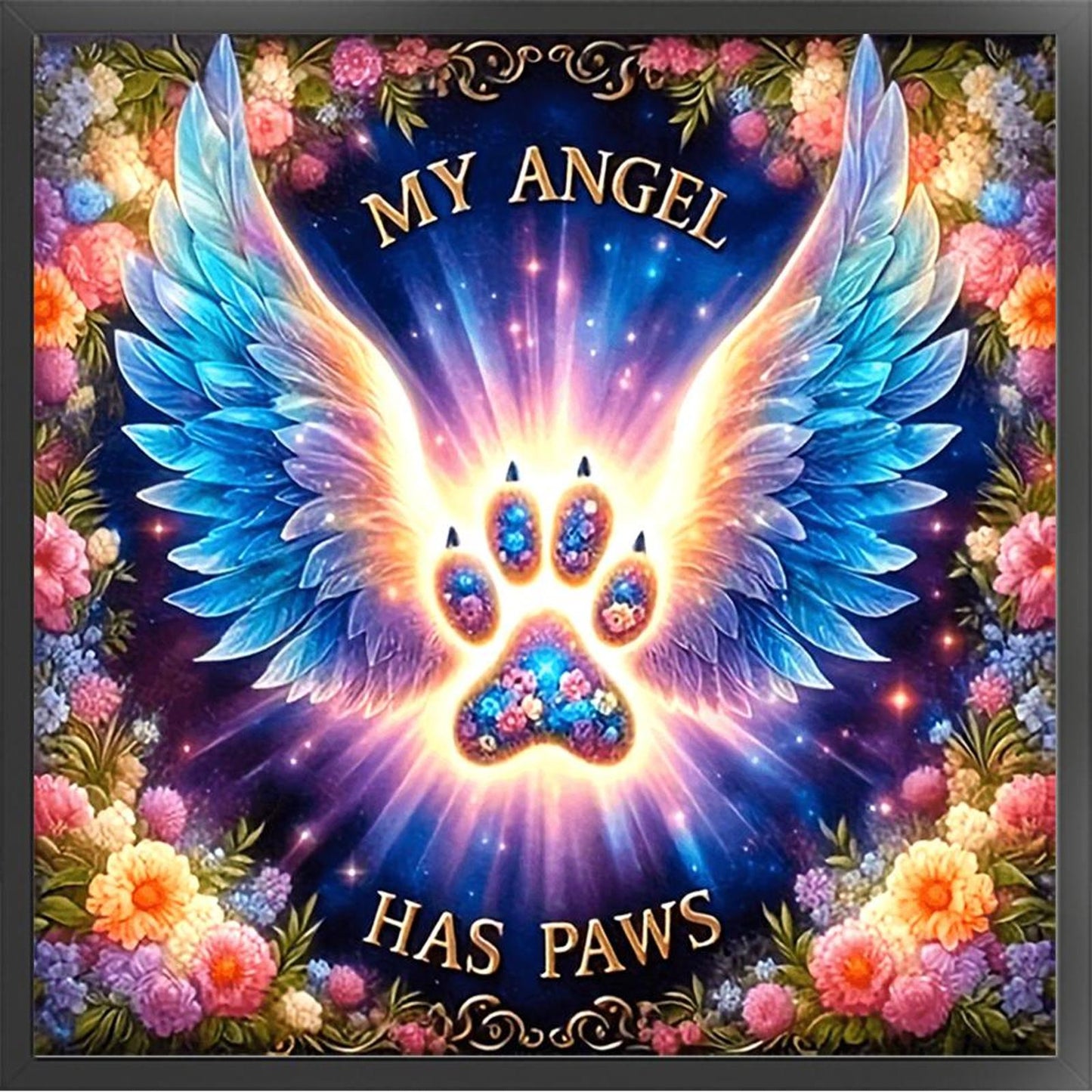 Wings And Paw Print - Full 11CT Stamped Cross Stitch 45x45CM - Huacan