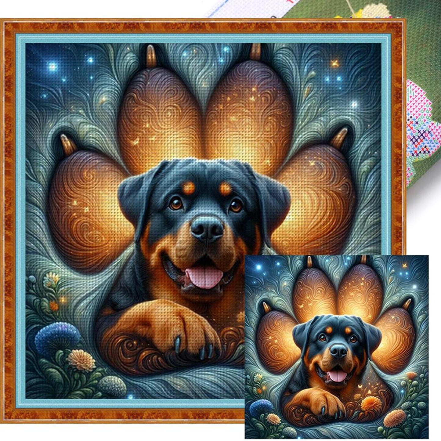 Rottweiler-Dog - Full 11CT Stamped Cross Stitch 45x45CM - Huacan