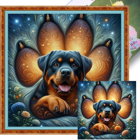 Rottweiler-Dog - Full 11CT Stamped Cross Stitch 45x45CM - Huacan
