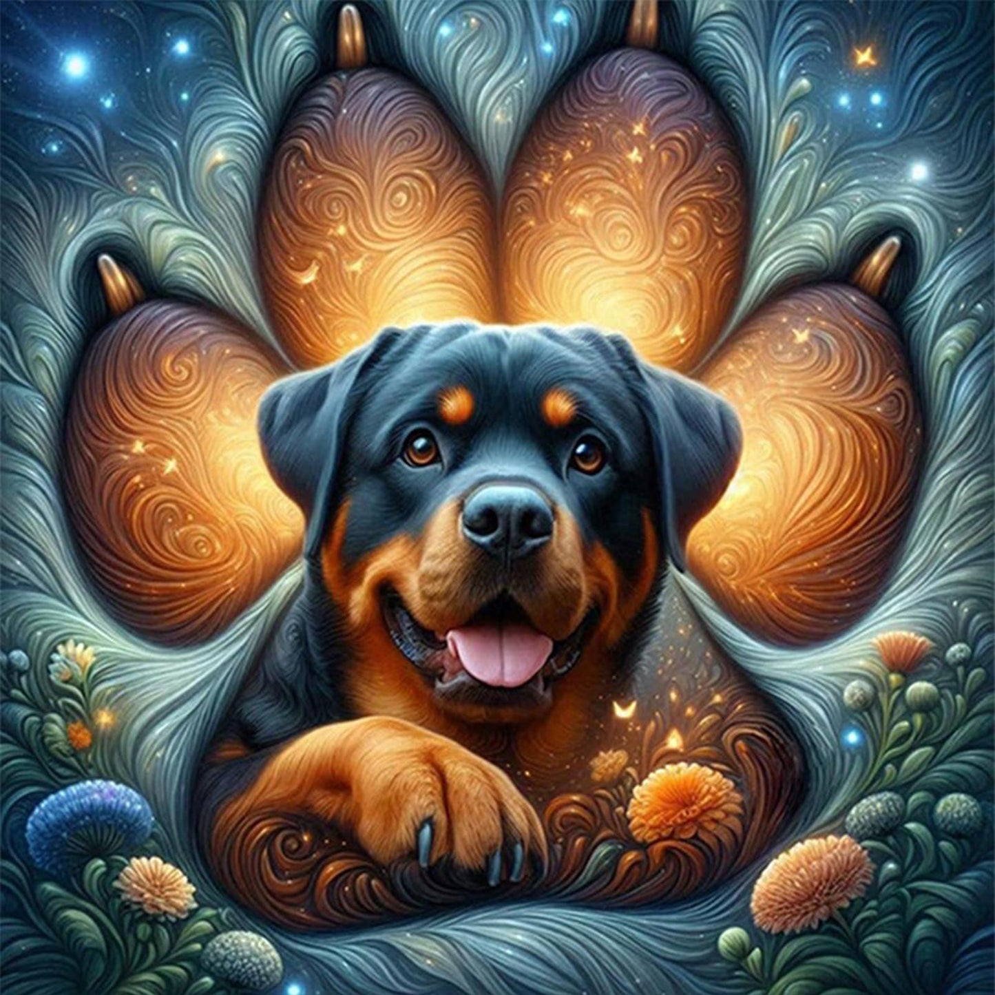 Rottweiler-Dog - Full 11CT Stamped Cross Stitch 45x45CM - Huacan