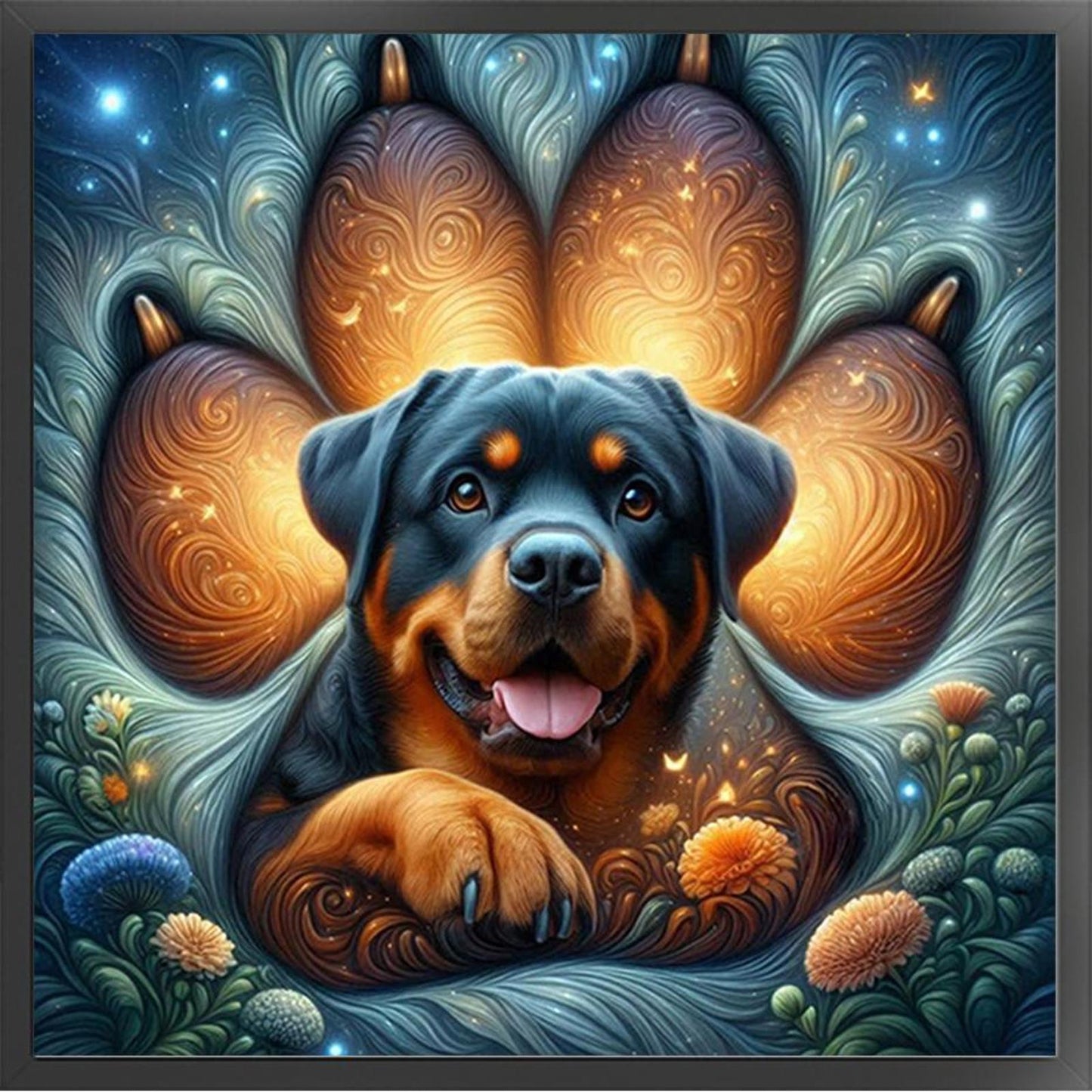 Rottweiler-Dog - Full 11CT Stamped Cross Stitch 45x45CM - Huacan