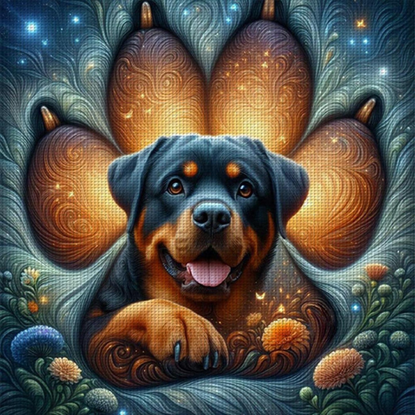 Rottweiler-Dog - Full 11CT Stamped Cross Stitch 45x45CM - Huacan