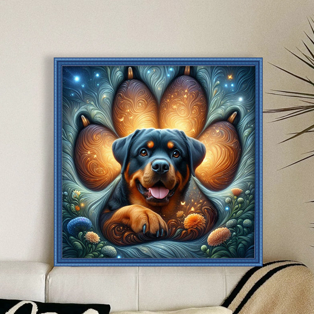 Rottweiler-Dog - Full 11CT Stamped Cross Stitch 45x45CM - Huacan