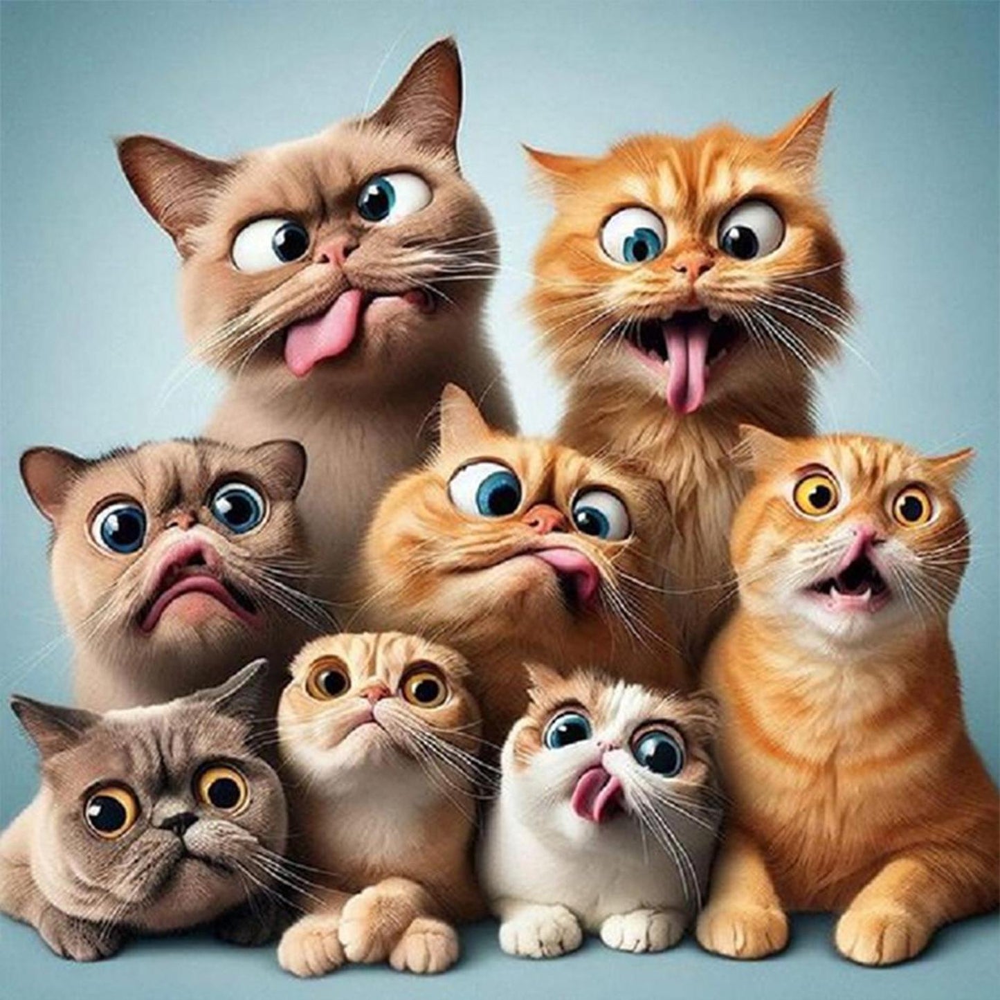 Cats Sticking Out Tongues - Full 11CT Stamped Cross Stitch 40x40CM - Huacan