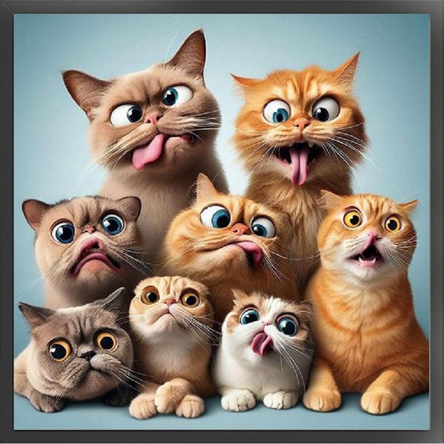 Cats Sticking Out Tongues - Full 11CT Stamped Cross Stitch 40x40CM - Huacan