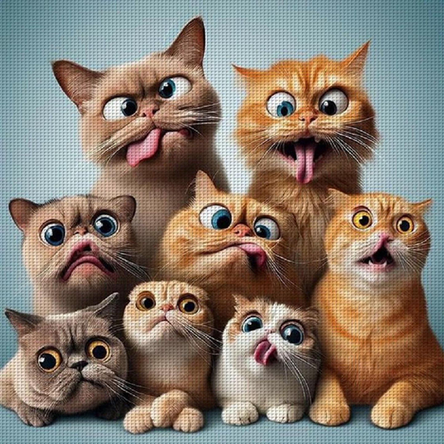 Cats Sticking Out Tongues - Full 11CT Stamped Cross Stitch 40x40CM - Huacan