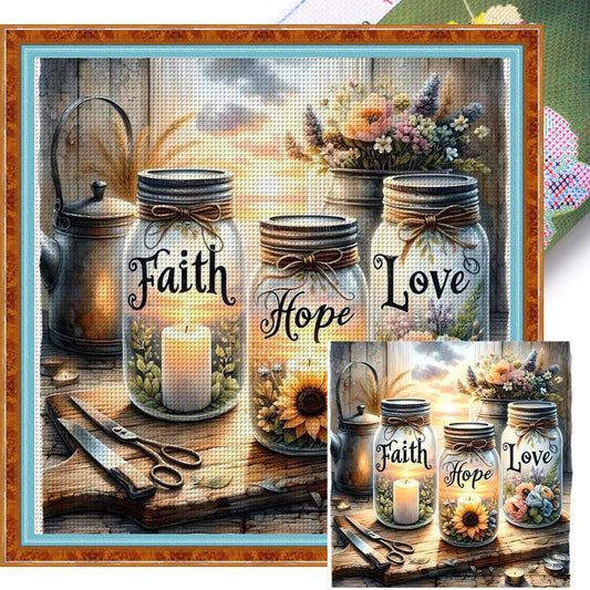 Jars And Vases - Full 11CT Stamped Cross Stitch 45x45CM - Huacan