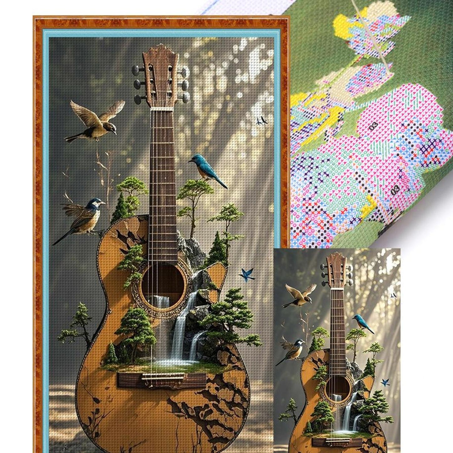 Guitar Silhouette - Full 11CT Stamped Cross Stitch 40x60CM - Huacan