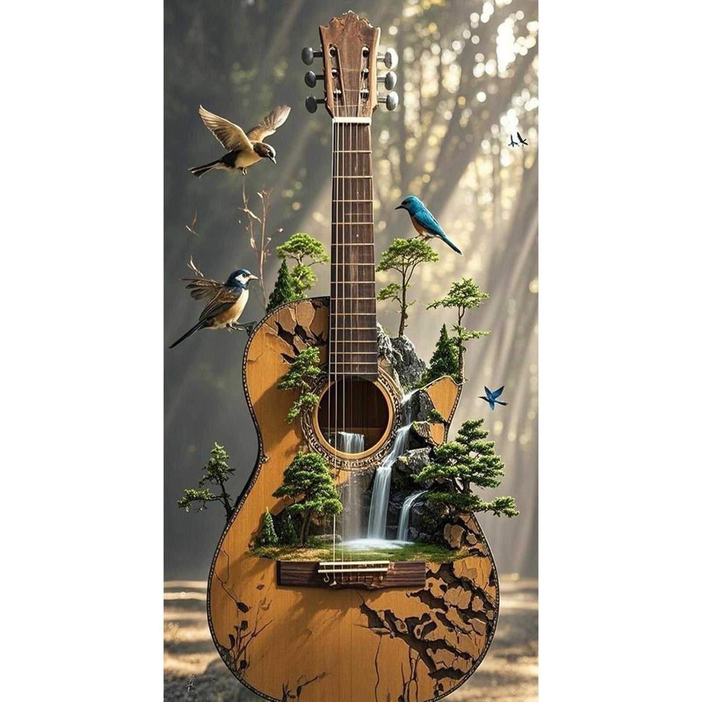 Guitar Silhouette - Full 11CT Stamped Cross Stitch 40x60CM - Huacan