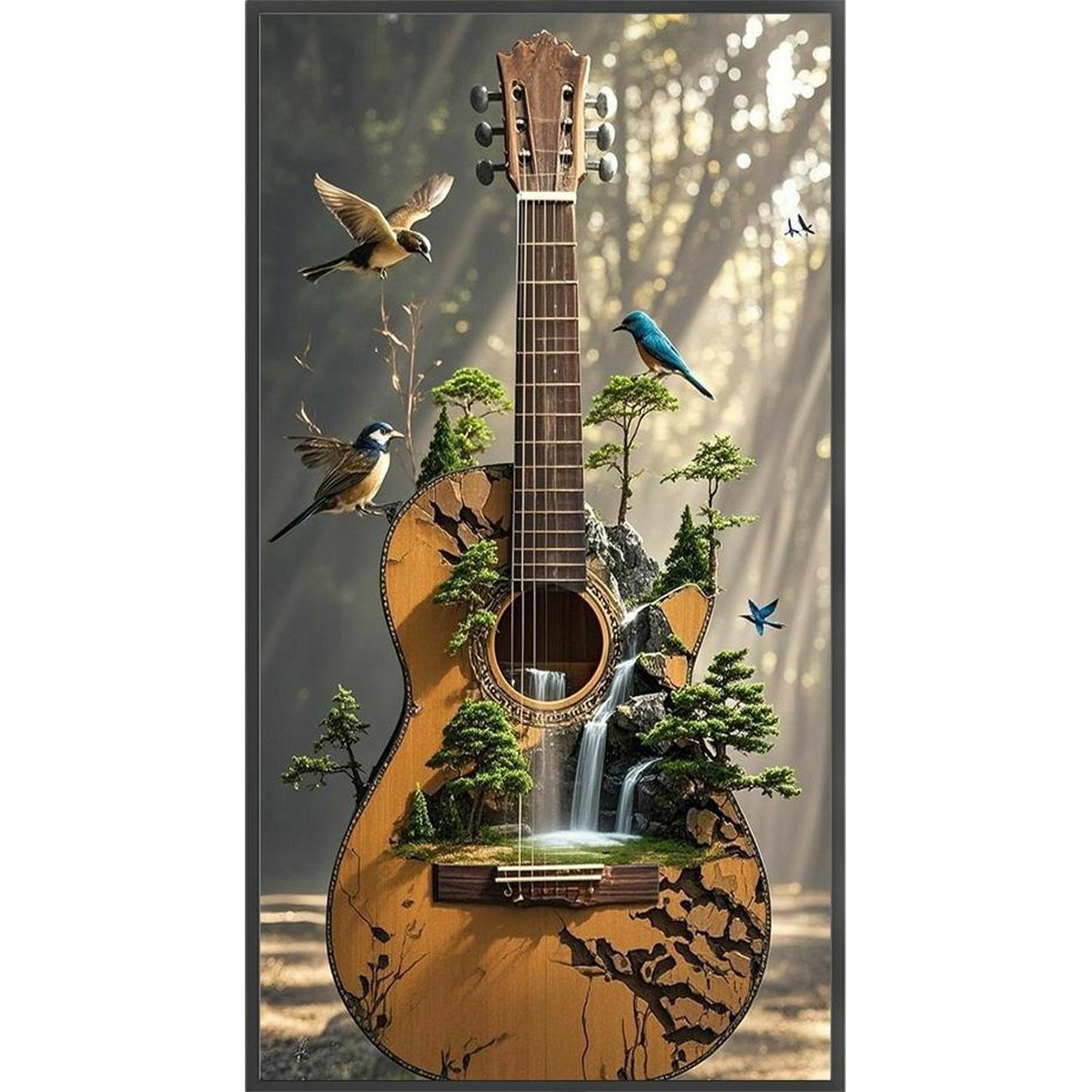 Guitar Silhouette - Full 11CT Stamped Cross Stitch 40x60CM - Huacan