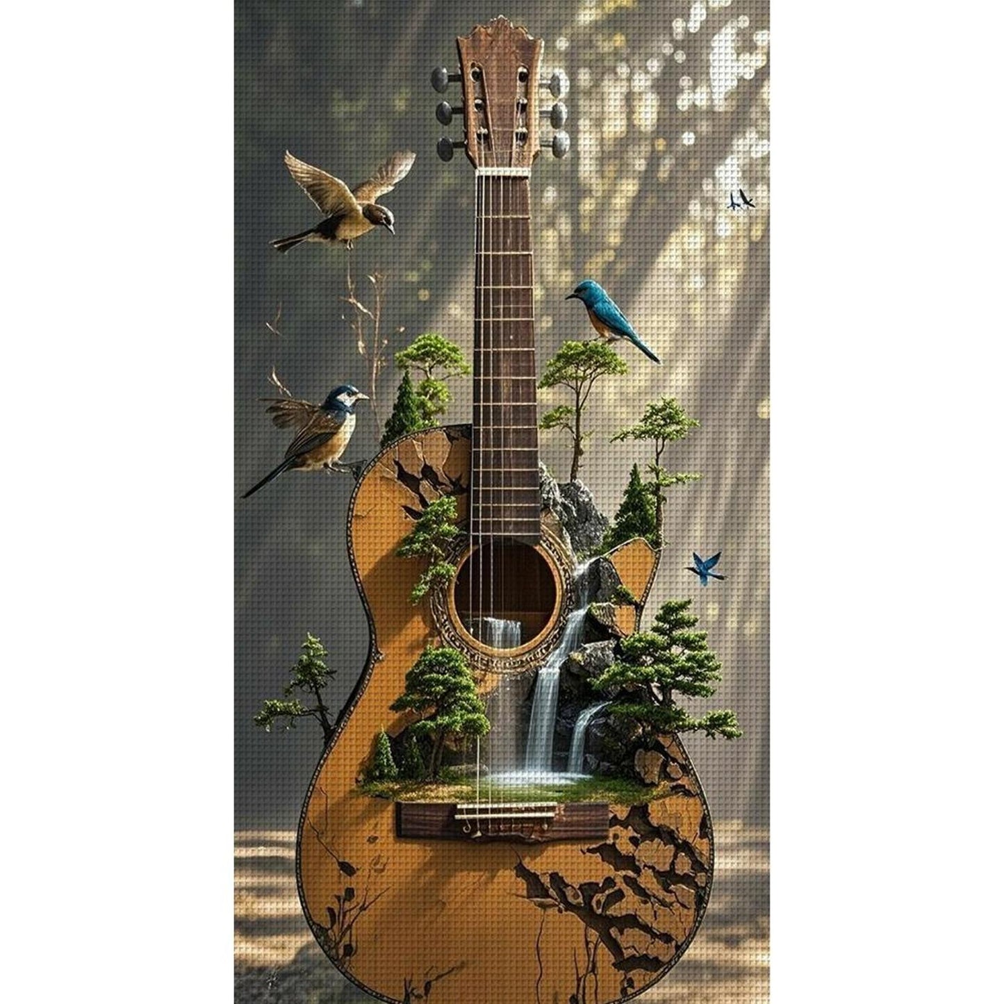 Guitar Silhouette - Full 11CT Stamped Cross Stitch 40x60CM - Huacan